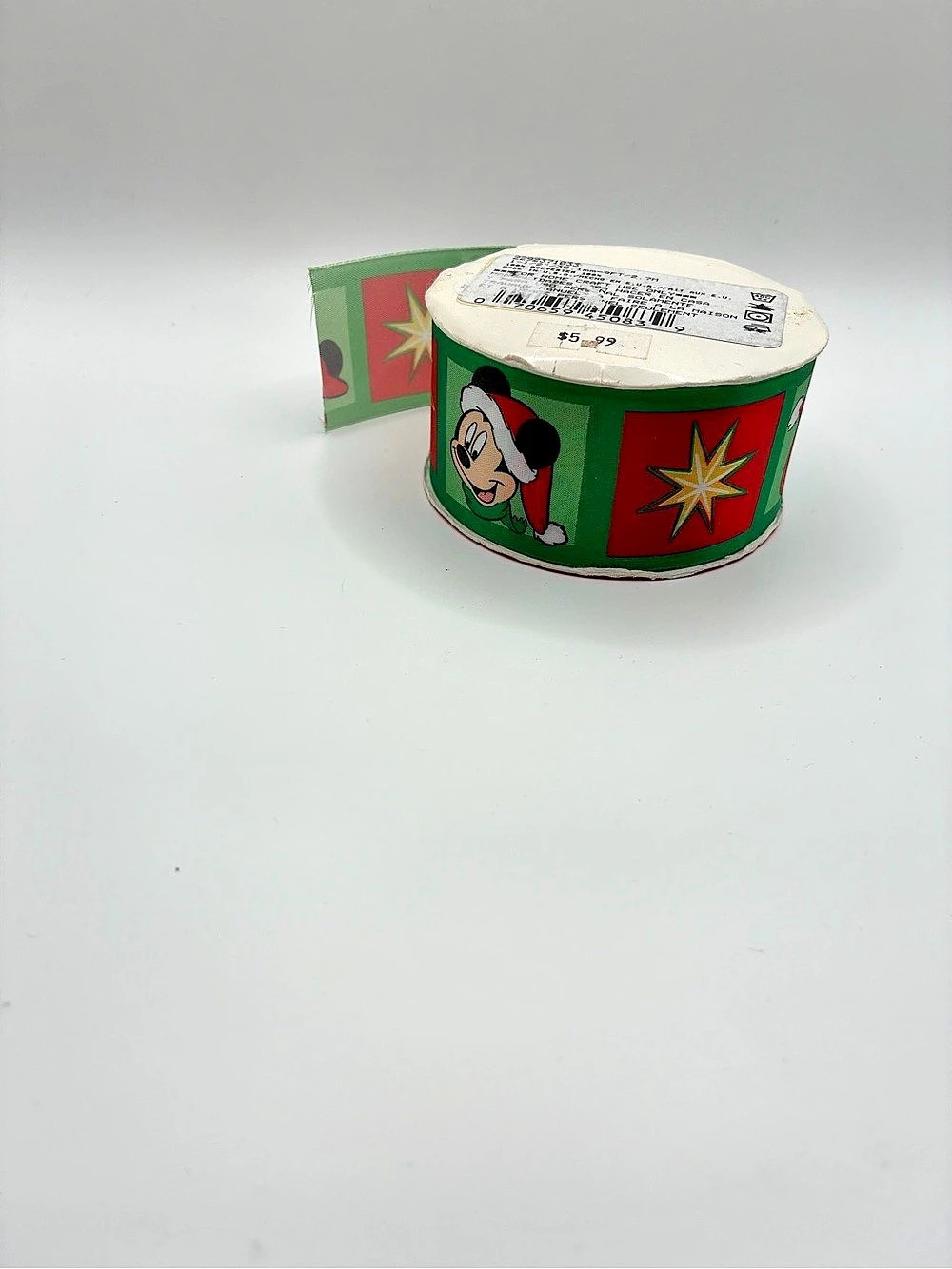 Disney Mickey Collection Ribbon Holiday Ribbon in Green & Red Like New - Picture 2 of 3